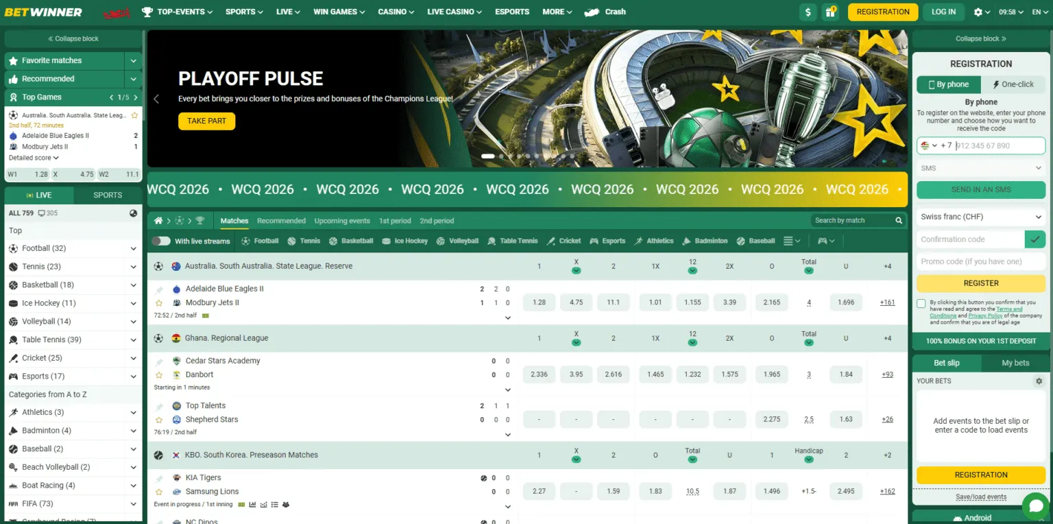 BetWinner sportsbook and casino